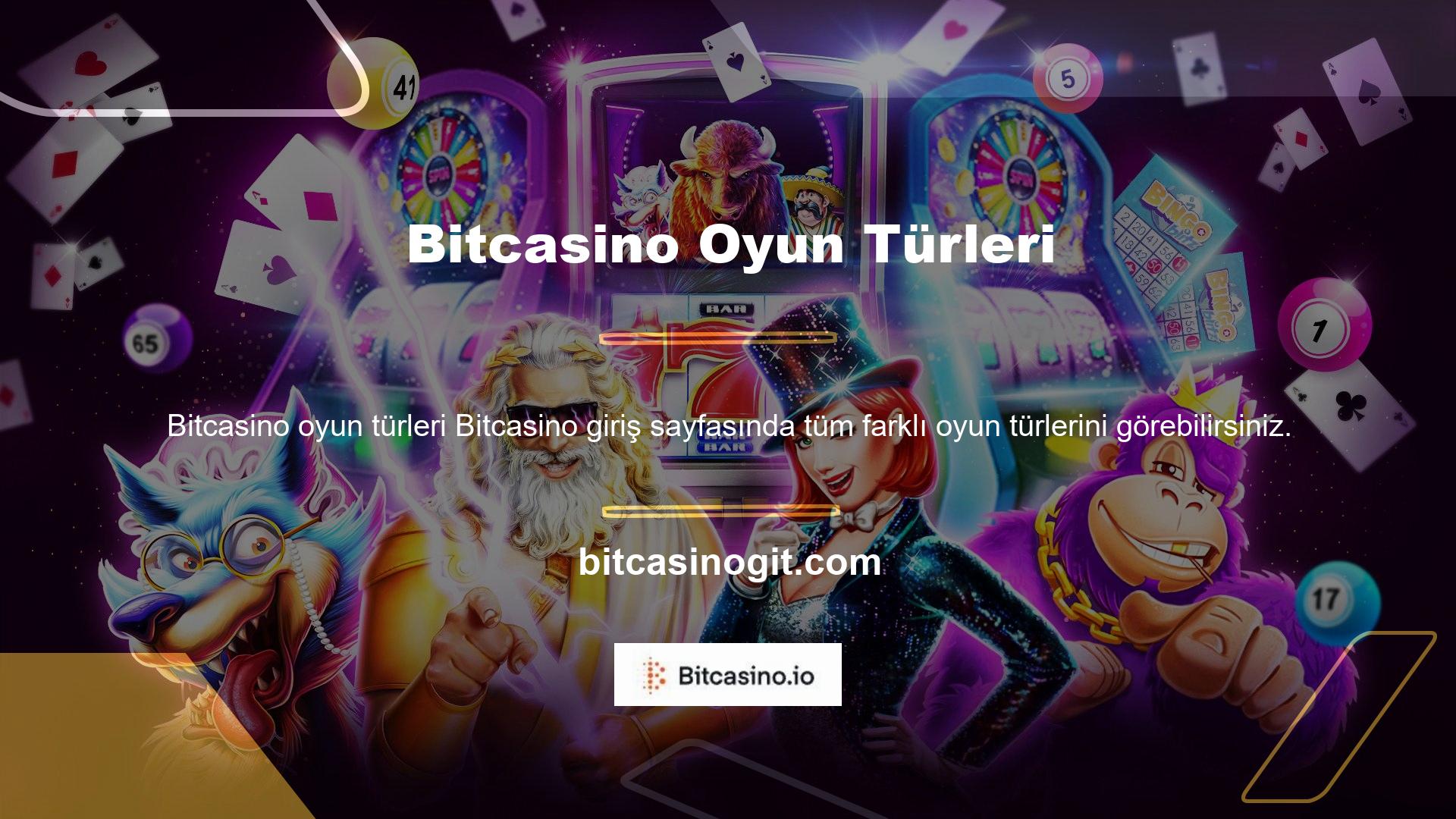 Bitcasino çevrimiçi oyunlar sunan farklı web sitelerinden oyunlar oynuyor